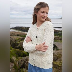 Blarney Supersoft Merino Wool Aran Lumber Cardigan Sweater